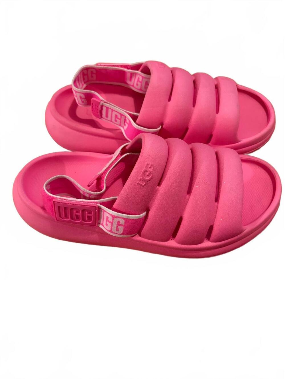 UGG Pink Foam Platform Slide Sandals with Elastic Back Strap